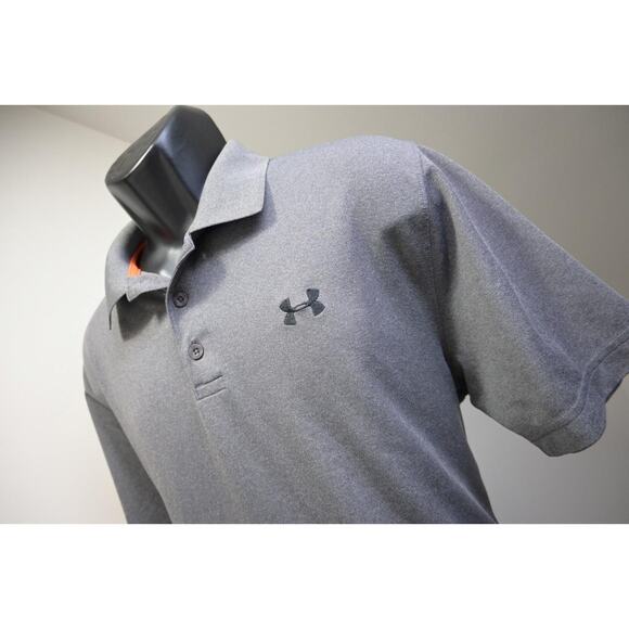 Under Armour Golf Polo Gray HeatGear Performance Athletic Shirt Mens Size Large - Picture 1 of 8